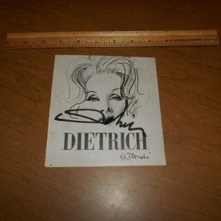 Marlene Dietrich Was A German - American Actress Hand Signed 5.  5 X 6 Page