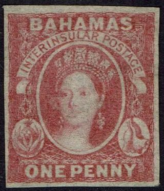 Bahamas 1859 Qv Chalon 1d Imperf No Gum