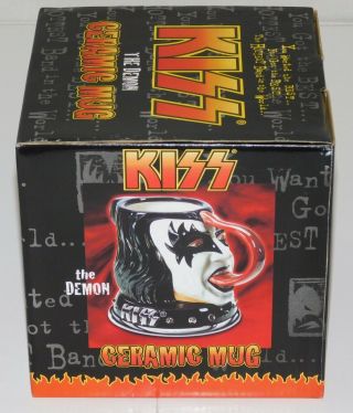 KISS Band Gene Simmons Head 2002 Ceramic Mug NEVER OPENED Spencers Exclusive 2