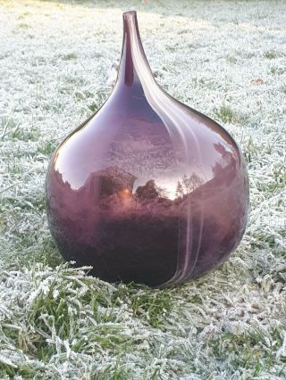 Purple Bulbous Hand Blown Murano Style Art Glass Bottle Vase 2
