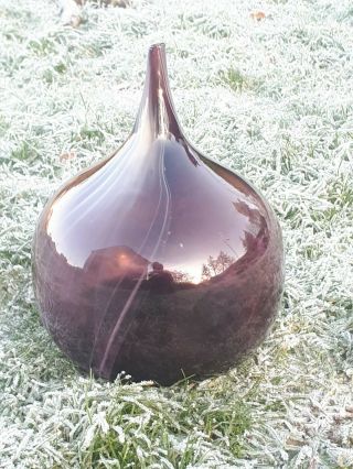 Purple Bulbous Hand Blown Murano Style Art Glass Bottle Vase 3