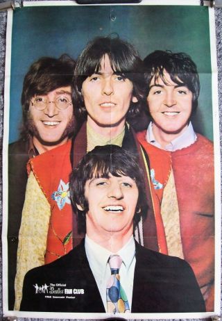 The Beatles Absolutely Gorgeous Rare U.  K.  Issue Fan Club Souvenir Poster 1968