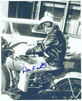 Don Knotts Signed The Andy Griffith Show 8x10 W/ Funny Closeup On Motorcycle