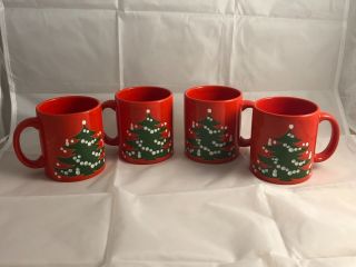 Set Of 4 Waechtersbach Christmas Tree Mugs