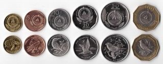 Cape Cabo Verde - 6 Dif Unc Coins Set: 1 - 100 Escudos 1994 Year Bimetal Birds