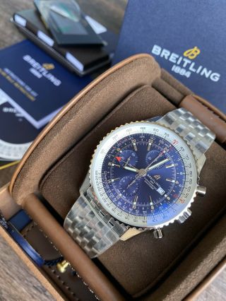 Breitling Navitimer GMT Chronograph 46mm Automatic Blue Dial A24322121C2A1 3