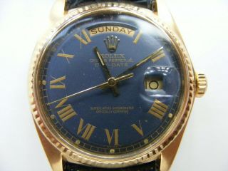 Rare 18ct.  1960 Rolex 1800 President Day - Date With Light Blue Dial