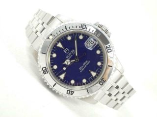 Authentic N.  O.  S Tudor 75190 Prince Date Submariner Blue Dial Auto Watch 36mm