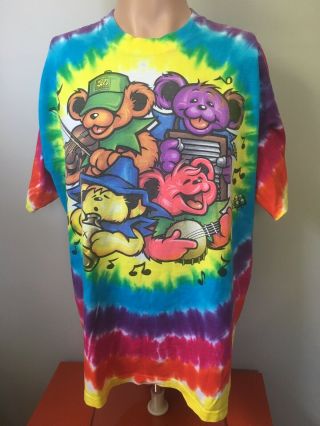 Grateful Dead Big River Jamboree Tie Dye T - Shirt L 90s Liquid Blue Jerry Garcia