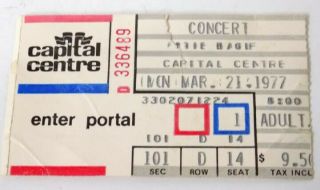 Ticket Stub The Eagles Hotel California Tour Capital Center Md March 21 1977