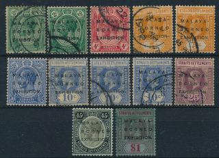 Straits Settlements.  1922.  Malaya Borneo Exhibition.  10 Stamps