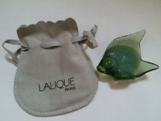 Lalique France Olive Green Crystal Tropical Angel Fish Poisson Antinea W/pouch