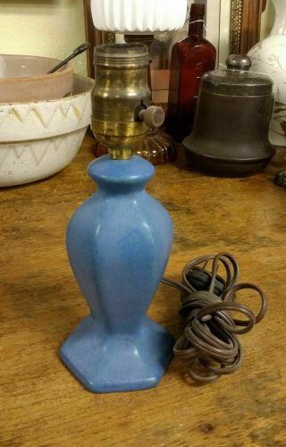Small Muncie Matte Blue Art Pottery Lamp