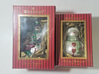 Waterford Jolly Snowman 2nd Edition & Goodnight Snowboy Christmas Tree Ornaments