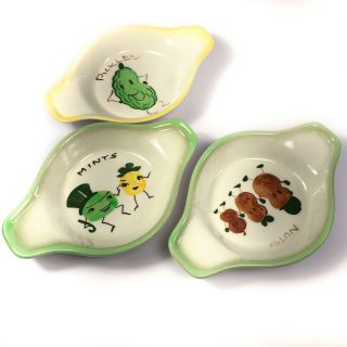 Decora Ceramics Nuts Pickles Mints Hand Painted California Pottery Dish Set Of 3