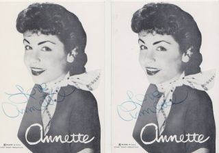 2 Vintage Annette Funicello Signed Autographed Photo