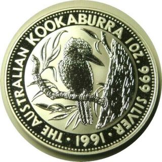 Elf Australia 5 Dollars 1991 Silver Kookaburra Bird