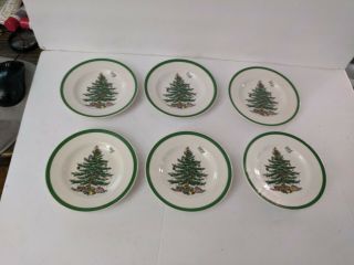 Spode Christmas Tree Pattern 6 1/2 - Inch Dessert/bread Plates.  Set Of 6