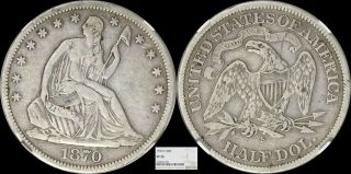1870 - S Seated Liberty Half Dollar - Ngc Vf35 - Tough Date & Grade