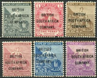 Rhodesia 1896 Cape Of Good Hope Overprints,  Sg 58 - 63,  Hinged,  Cv £225