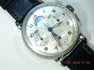Rare Vintage Luxury Universal Watch Tri - Compax Stainless Steel Dd Moon Ph.  1950 