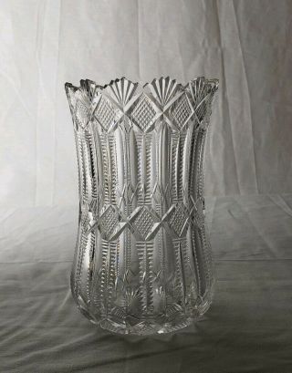 Antique Abp American Brilliant Cut Glass Celery Vase Straus Prismatic