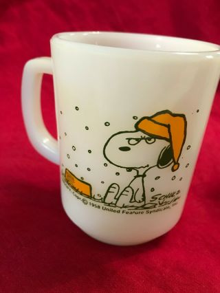 Vintage Snoopy Fire King Milk Glass Mugs Cups 2