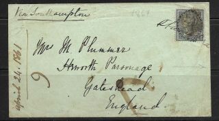 India Very Old Cover Sent To England With Bombay & Kurrachee Postmarks 1861
