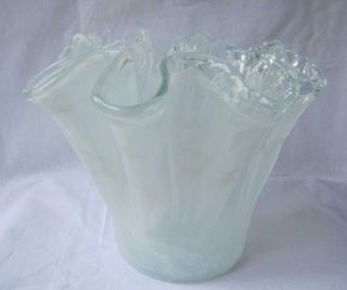 Large Art Glass Vase Bowl Snow White Tammaro Made In Italy Murano No 363