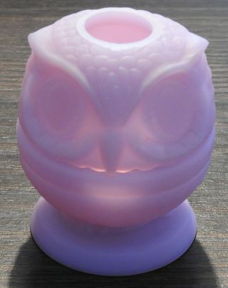 Fenton Lavender Satin Sanded Fairy Light Lamp Tea Light Owl