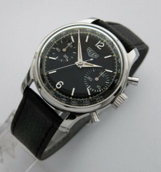 Heuer Ref.  404 N Vintage 1958 - 60 Chronograph Valjoux 23 Black Classic Pre Carrera