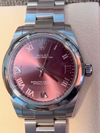Rolex Oyster Perpetual 31 177200 Automatic Watch Red Grape Dial Ss W/box&papers