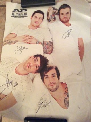 All Time Low Signed Poster Full Band Autographed Warped Fall Out Boy Panic Wow