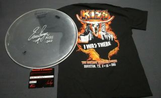 Kiss Eric Singer Signed Houston Rod Drumhead 18 Inch Autograph Hottest Show Tour