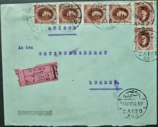 Egypt 24 Apr 1927 Registered Postal Cover From Cairo To Luzern,  Switzerland