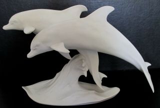 Kaiser Dolphins Figurine 509 White Porcelain Bisque Signed Gawantka - Germany