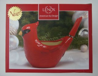Lenox Winter Greetings Red Cardinal Dip Bowl With Spreader