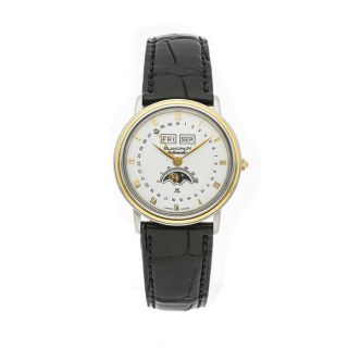 Blancpain Villeret Moon Phase Steel Automatic Mens Strap Watch 6595 - 1318