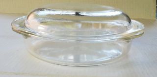 Vintage Pyrex Clear Glass 8 1/4 " Round Cake Pan 221 With Lid