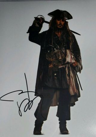 Johnny Depp Hand Signed 8x10 Photo W/holo Pirates Of The Caribbean