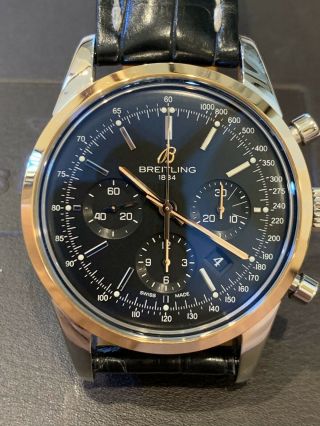Breitling Transocean Chronograph B01 43mm Ub0152 Two Tone 18k Rose Gold And Ss