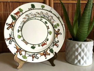Minty Vintage Crown Staffordshire Hunting Scene 9 " Luncheon Plate Dinner England