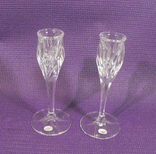 Pair (2) Gorham Full Lead Crystal Long Stemmed Candle Holders Made In Germany