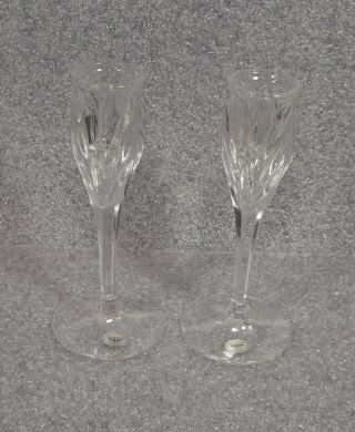 Pair (2) Gorham Full Lead Crystal Long Stemmed Candle Holders Made in Germany 2