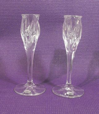 Pair (2) Gorham Full Lead Crystal Long Stemmed Candle Holders Made in Germany 3