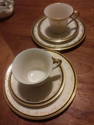 Vintage Set Of 2 Lenox Cups Saucers Plates Eclipse Pattern