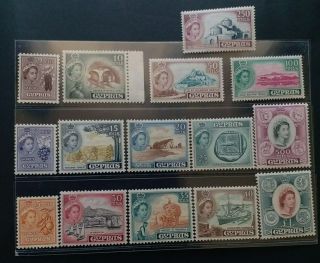 Cyprus 1955 Qe Ii 2m To £1 Sg 173 - 187 Sc 168 - 182 Pictorial Set 15 Mnh