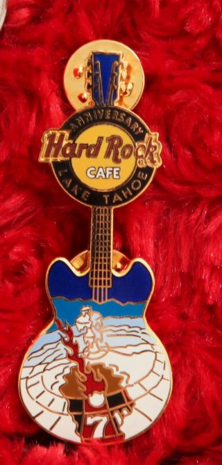 Hard Rock Cafe Pin Lake Tahoe 7th Anniversary Ice Roulette Guitar Winter Snow Le