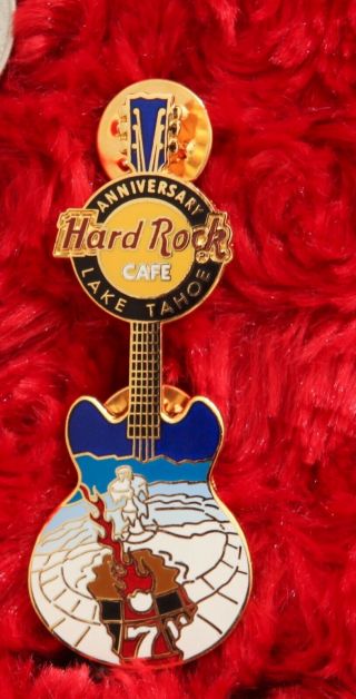 Hard Rock Cafe Pin Lake Tahoe 7th Anniversary Ice Roulette Guitar winter snow le 2