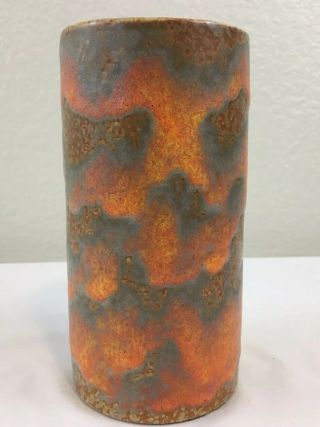 Royal Haeger Mid Century Mcm Orange Peel Lava Glaze Vase Alrun Guest 6.  5 "